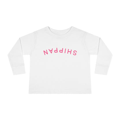 Backward Upside-Down Shippan Toddler Long Sleeve Tee - Pink