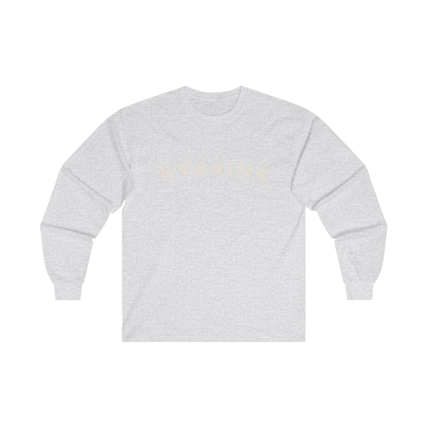 Backward Upside-Down Shippan Unisex Cotton Long Sleeve Tee - Ash Grey