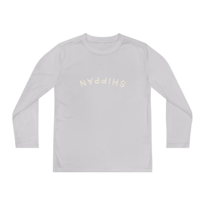 Backwards Upside-Down Shippan Youth Long Sleeve Moisture Wicking Tee - Silver