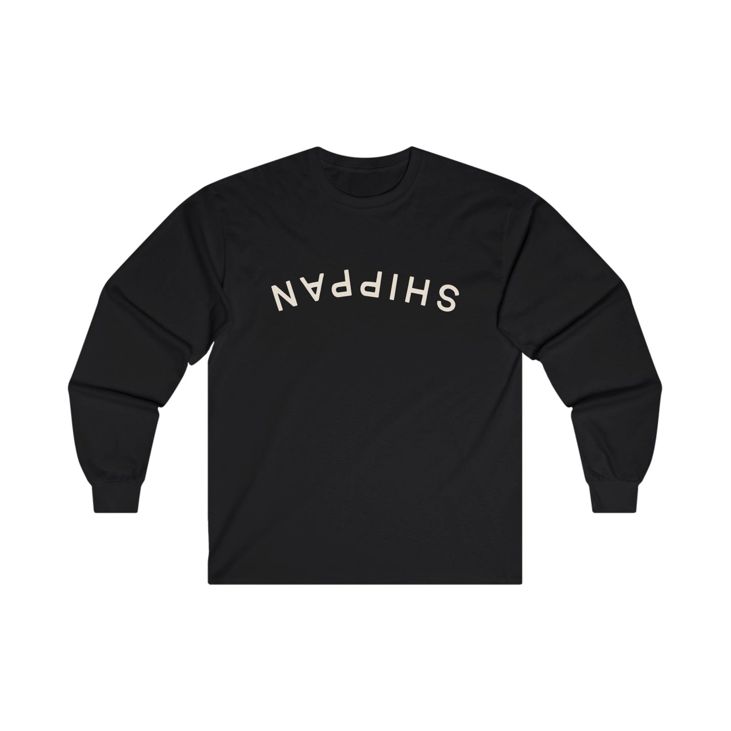 Backward Upside-Down Shippan Unisex Cotton Long Sleeve Tee - Black