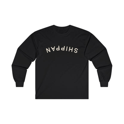 Backward Upside-Down Shippan Unisex Cotton Long Sleeve Tee - Black