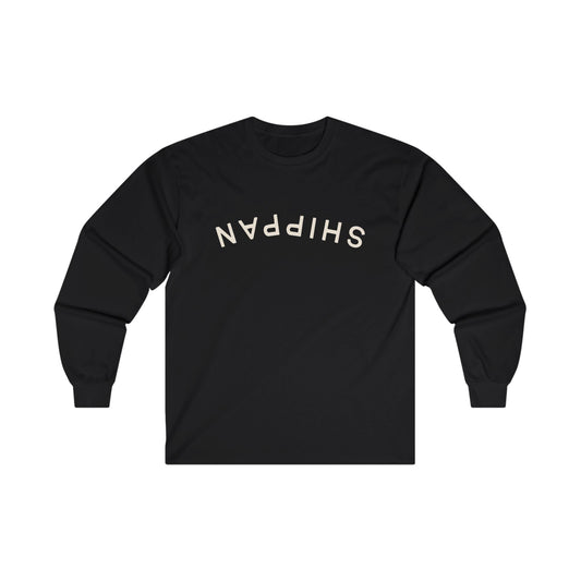 Backward Upside-Down Shippan Unisex Cotton Long Sleeve Tee - Black